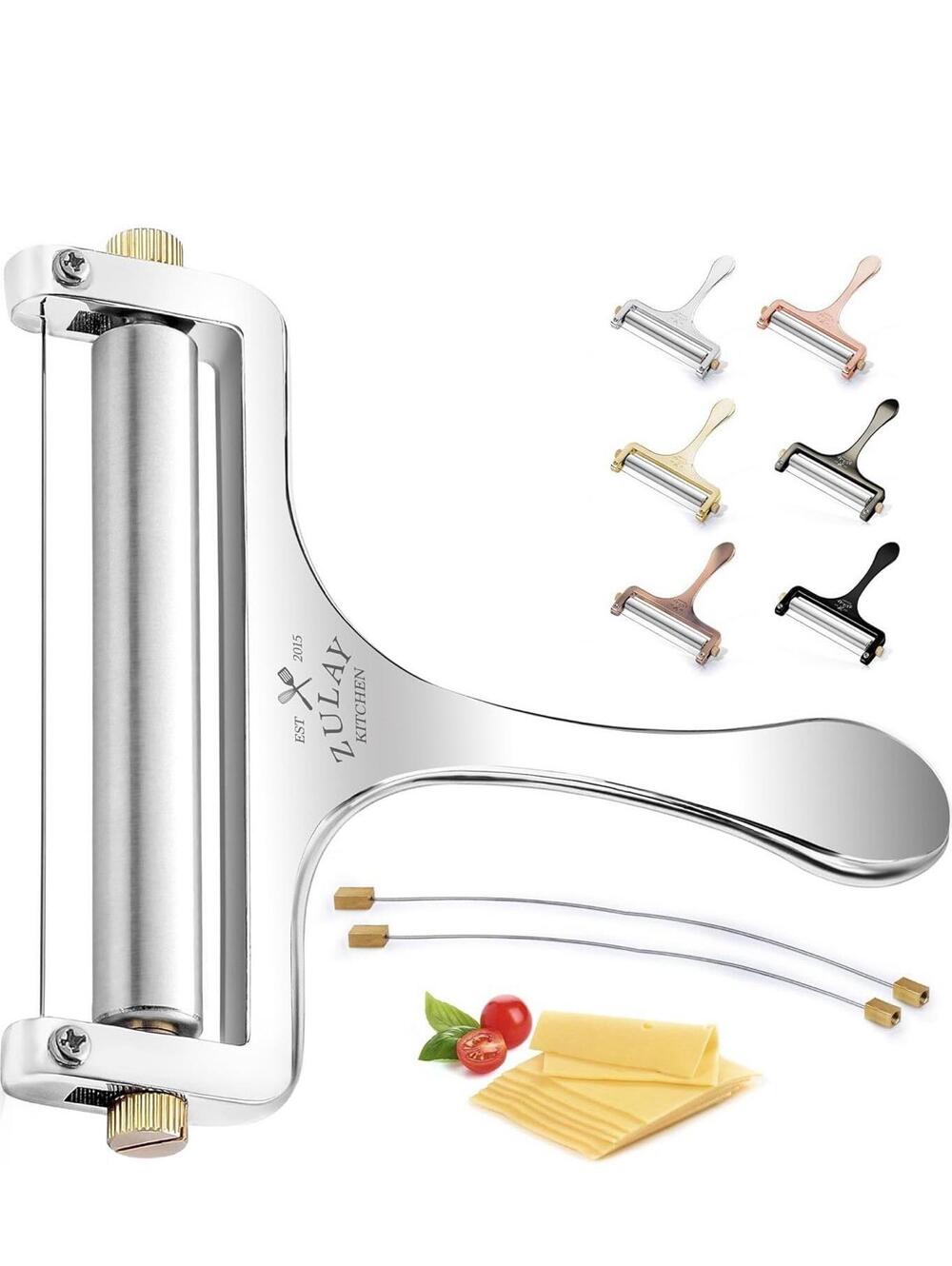 Stainless Steel Cheese Slicer, Adjustable Handheld Cutter with Extra Wires